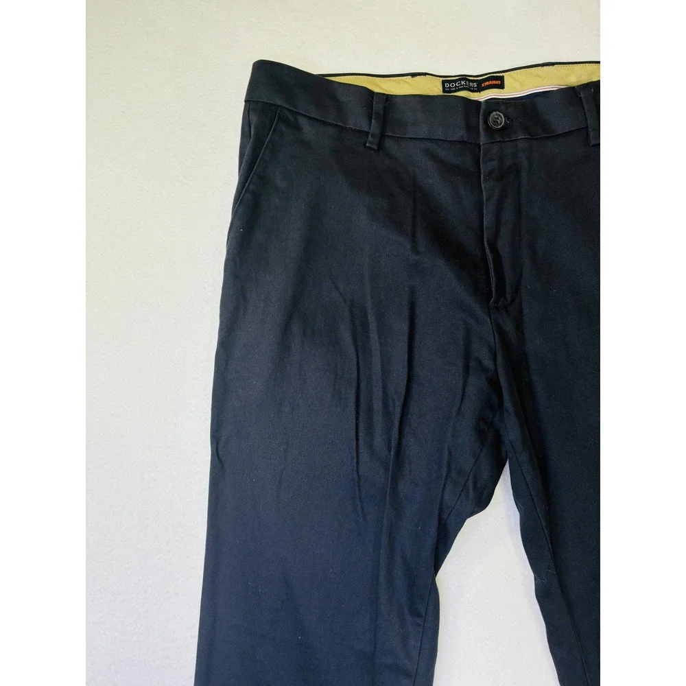Dockers Mens Flex Straight Fit Chino Pants Navy Blue Cotton Blend Twill 34x32